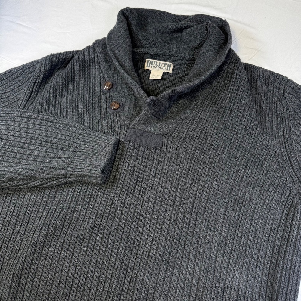 Duluth Trading‎ Shawl Collar Sweater 1/4 Button Ribbed Men's Size 2XLT